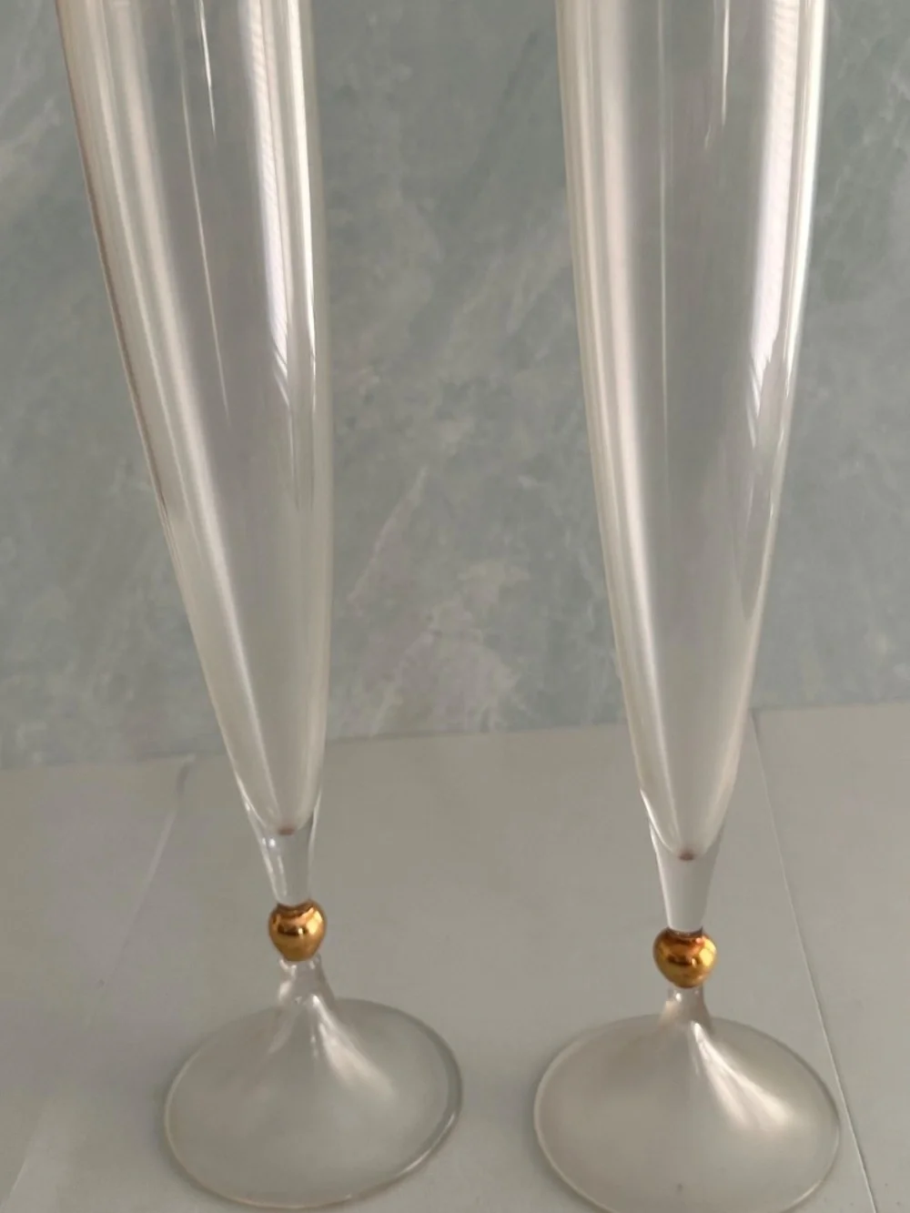 Rogaska Crystal Wedding Champagne Flutes with 24k gold
